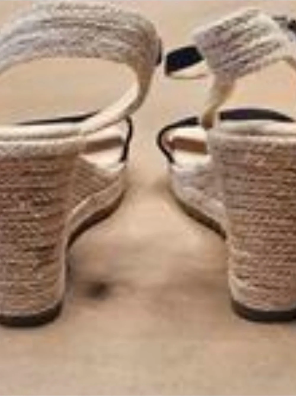 Anne Klein Black and Natural Espadrille Wedge Sandals